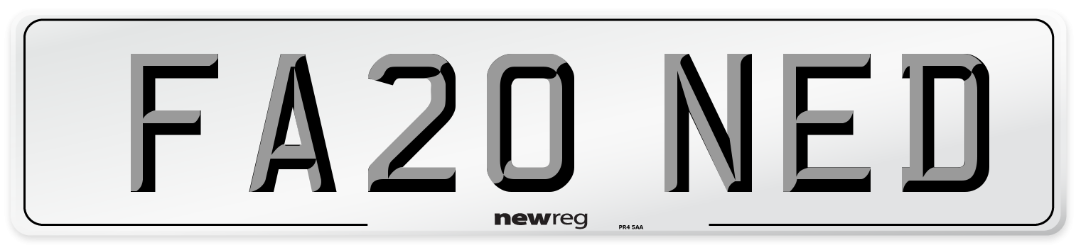 FA20 NED Number Plate from New Reg